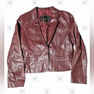 Vtg 70s 80s Paradise Oxblood 100% Leather Jacket | Cafe Racer Biker Large 13/14